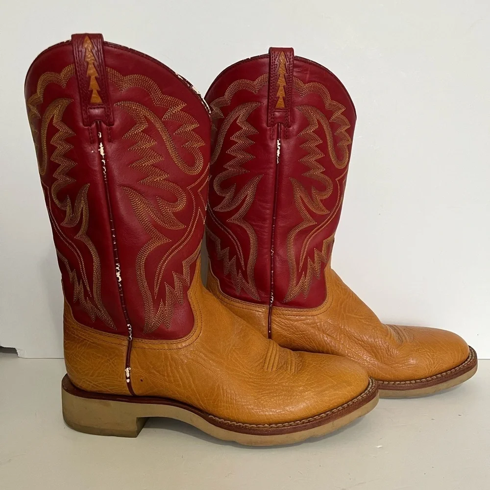Ariat Womens Size 10B Cobalt Crepe Western Cowboy Boots Suntan Red
